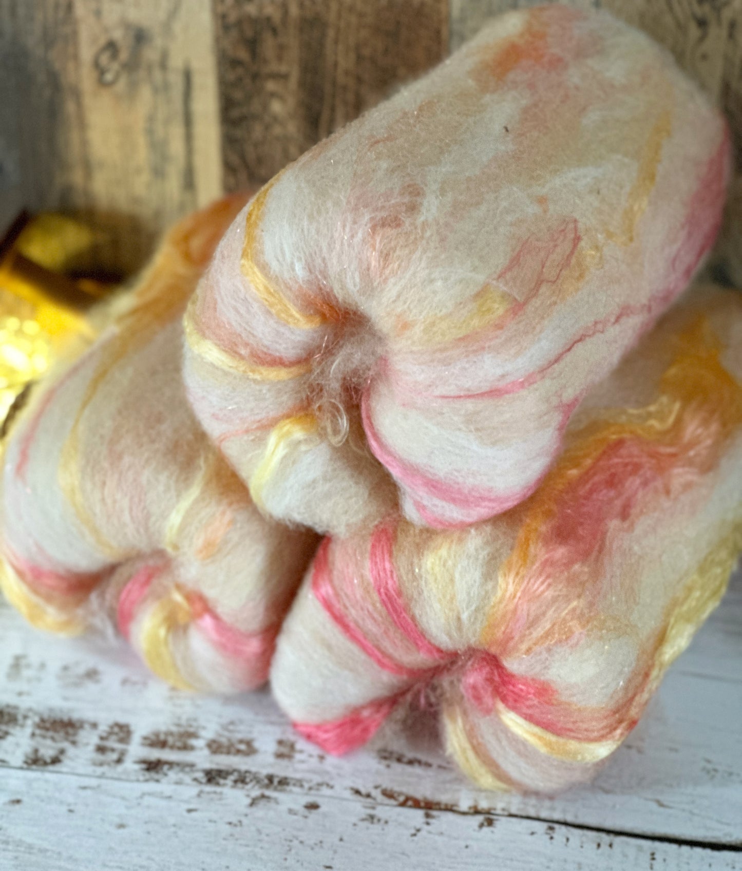 Alpaca, BFL Wool, and Silk Art Batt for Spinning or Felting