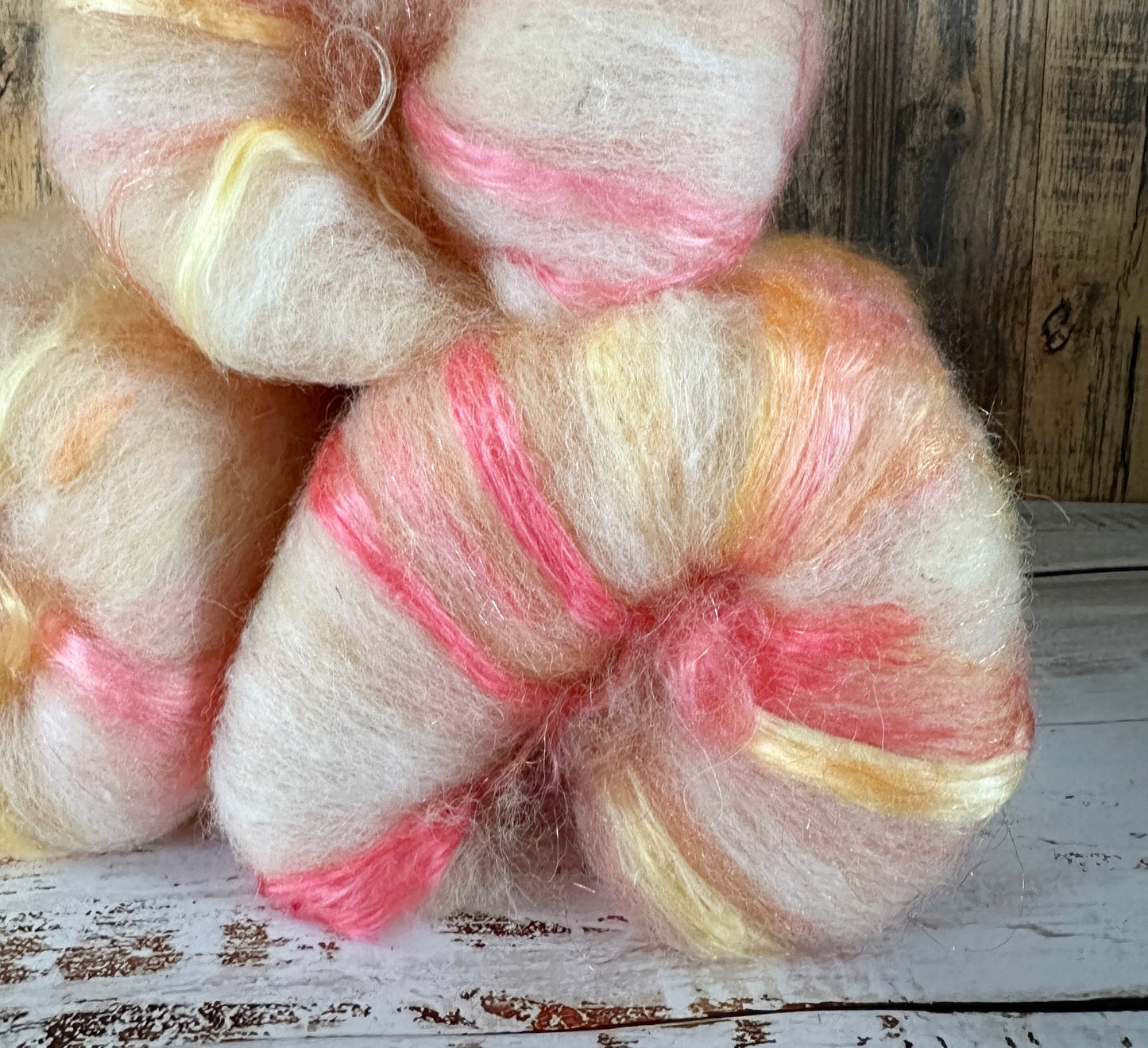 Alpaca, BFL Wool, and Silk Art Batt for Spinning or Felting