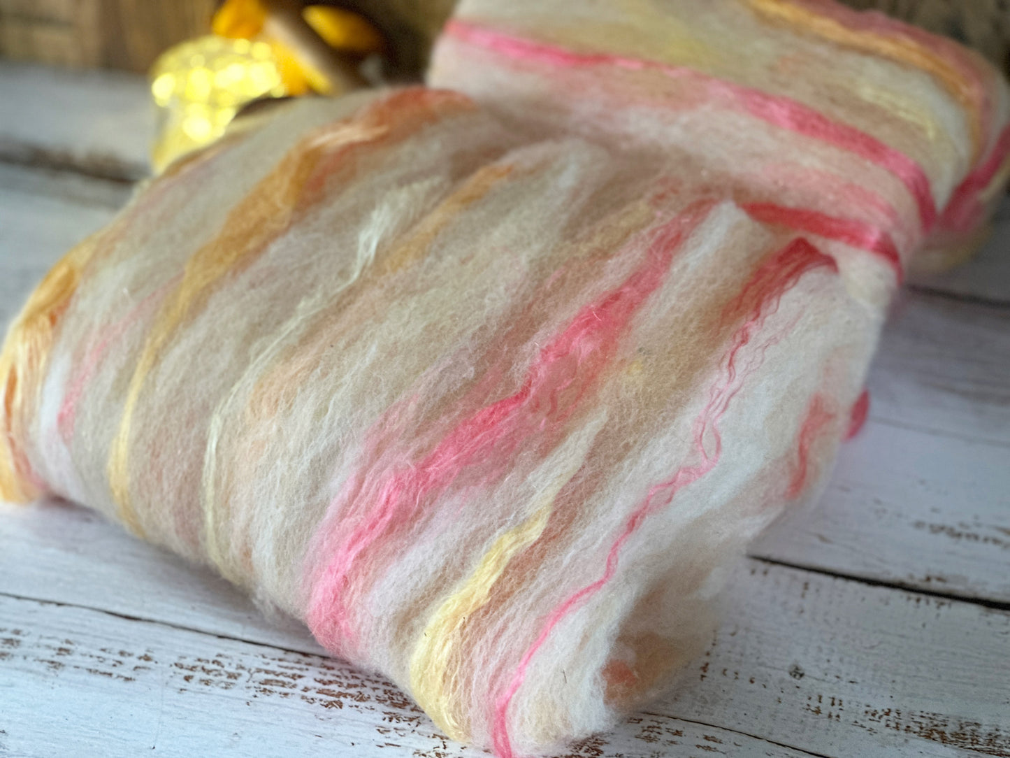 Alpaca, BFL Wool, and Silk Art Batt for Spinning or Felting