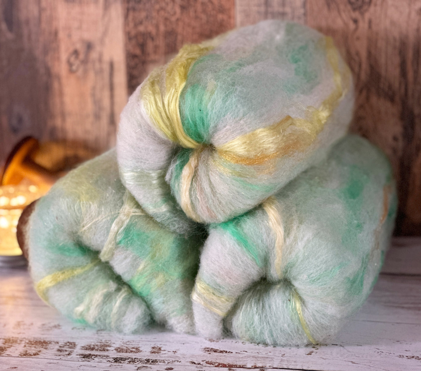 Alpaca, Cashgora, and Silk Art Batt for Spinning or Felting