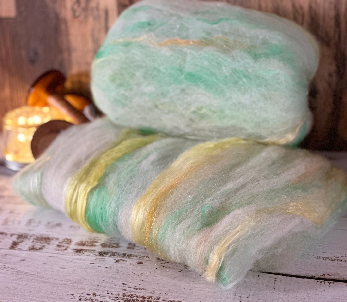 Alpaca, Cashgora, and Silk Art Batt for Spinning or Felting