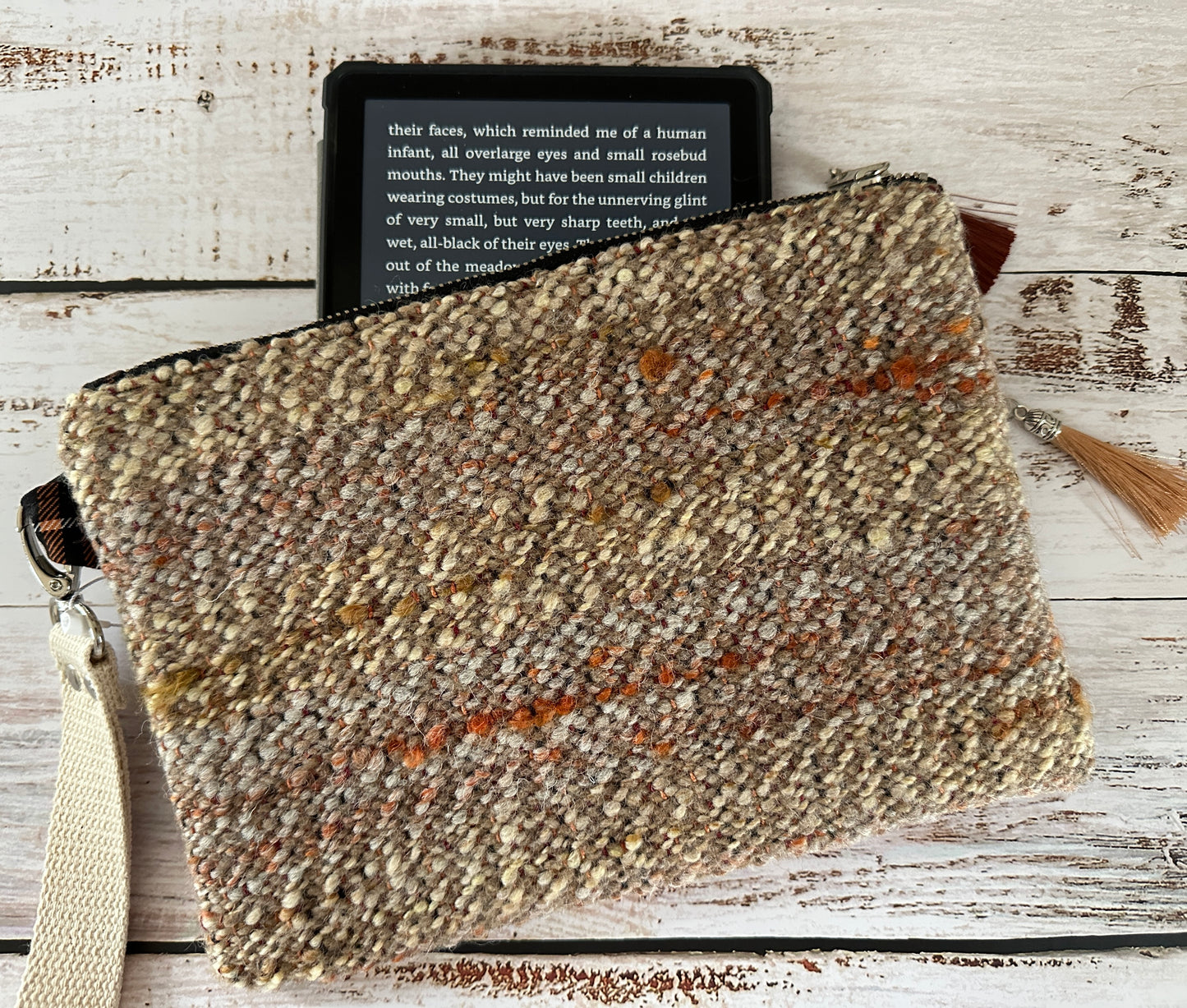 Literary Harvest Double Zipper Clutch~ Perfect for E-Readers