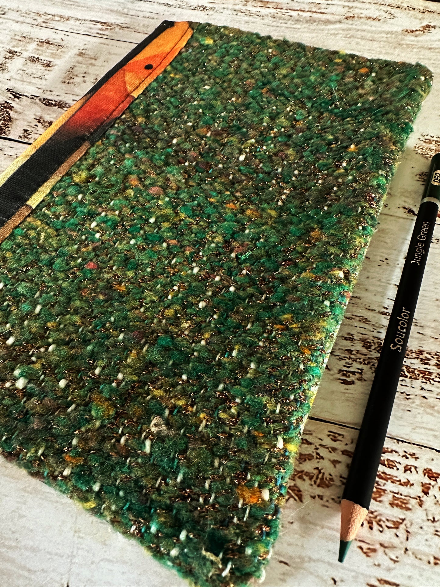 Abstract Foxes with Handwoven Wool Adjustable A5 Journal Cover
