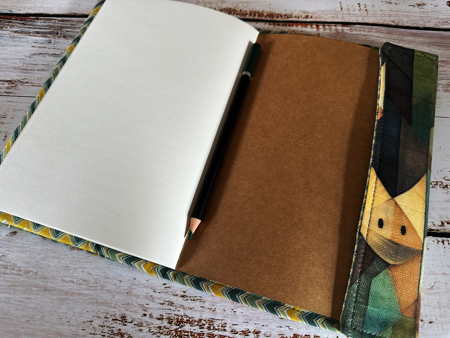 Abstract Foxes with Handwoven Wool Adjustable A5 Journal Cover