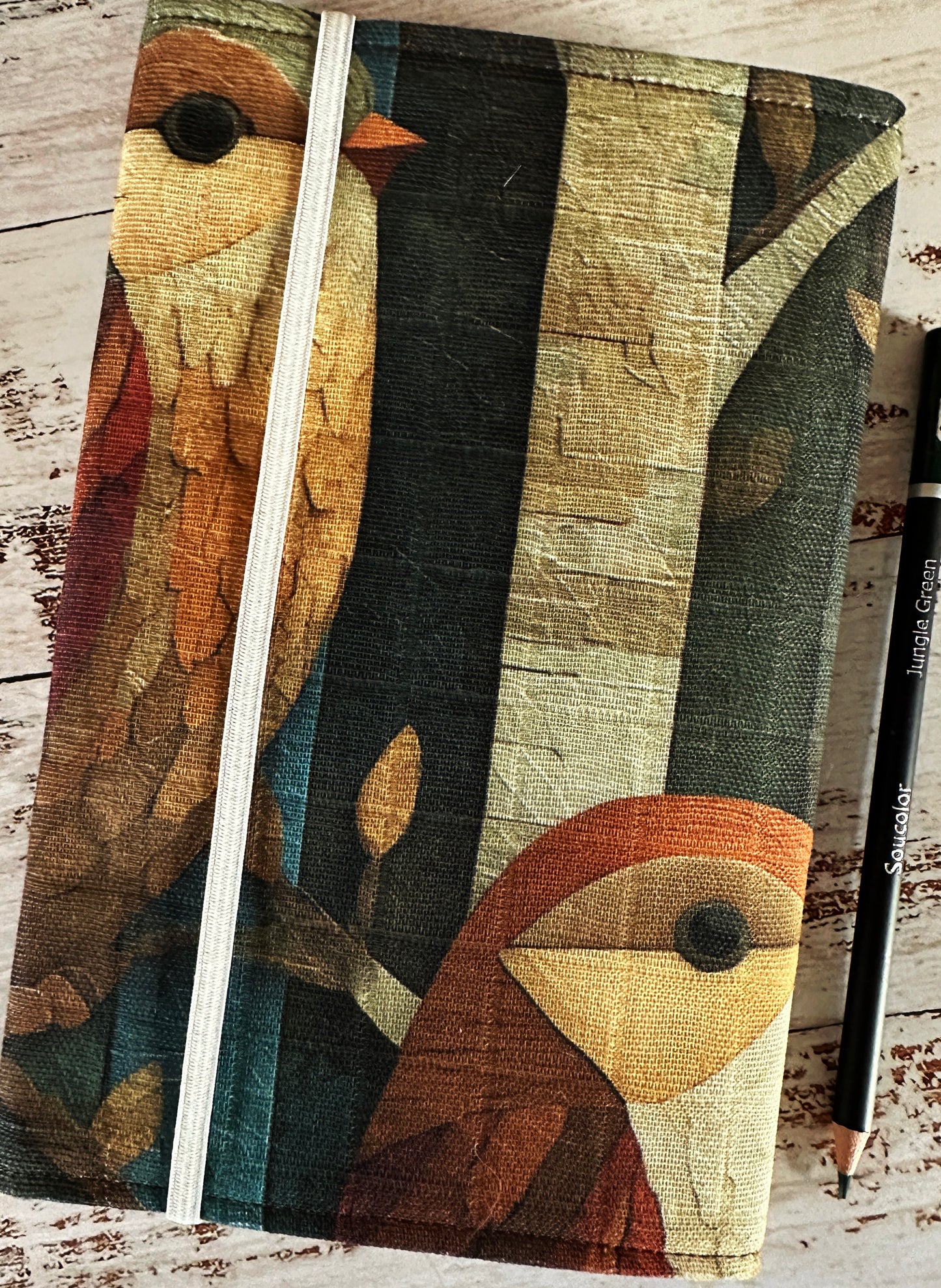 Songbirds with Handwoven Wool Adjustable A5 Journal Cover