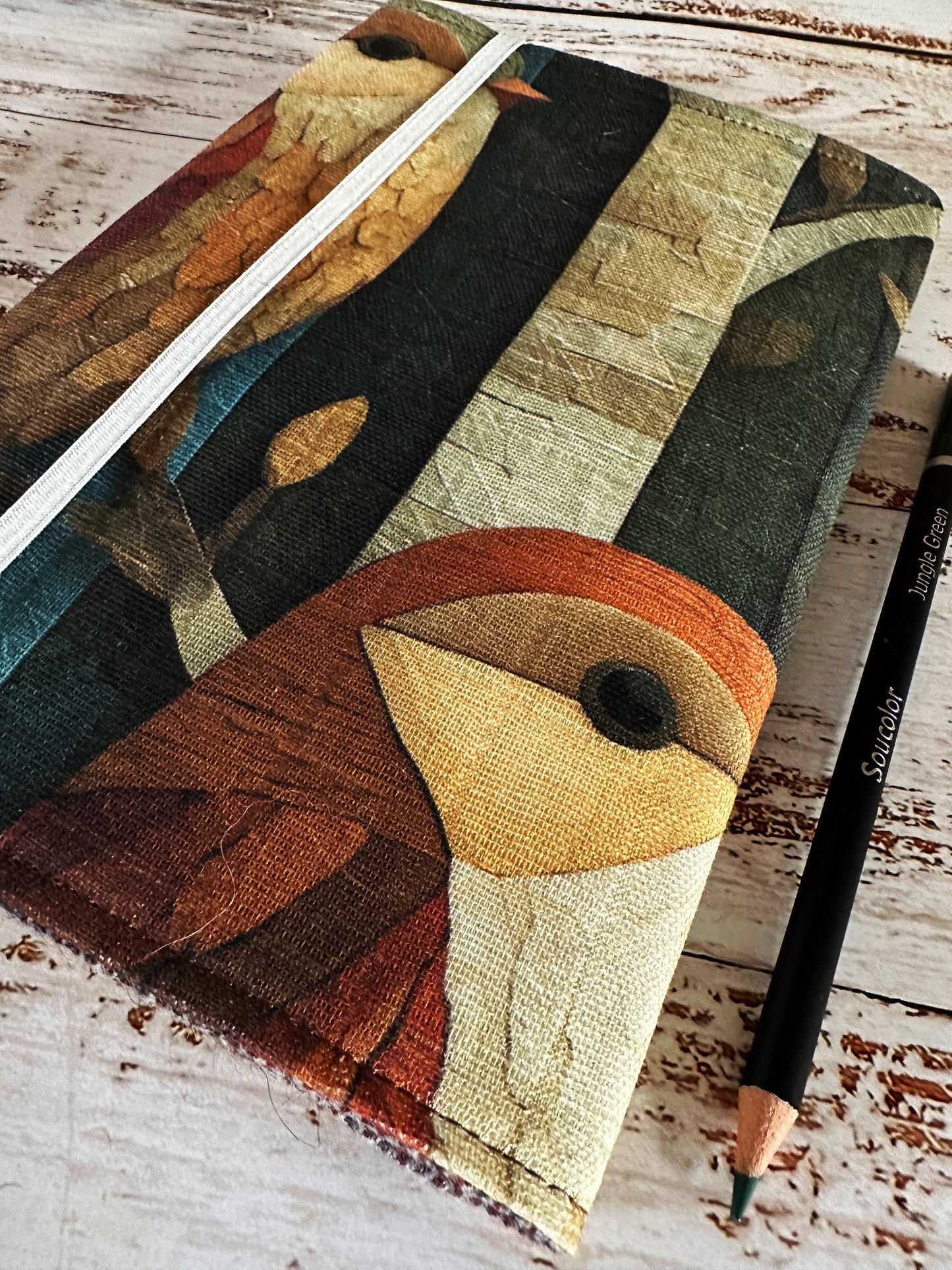 Songbirds with Handwoven Wool Adjustable A5 Journal Cover