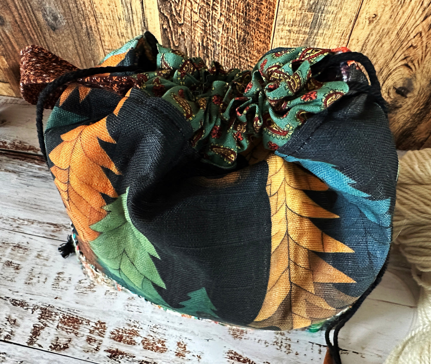 Bears in the Woods with Handwoven Wool Medium Project Bag