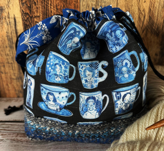 Famous Women with Handwoven Wool Small Project Bag