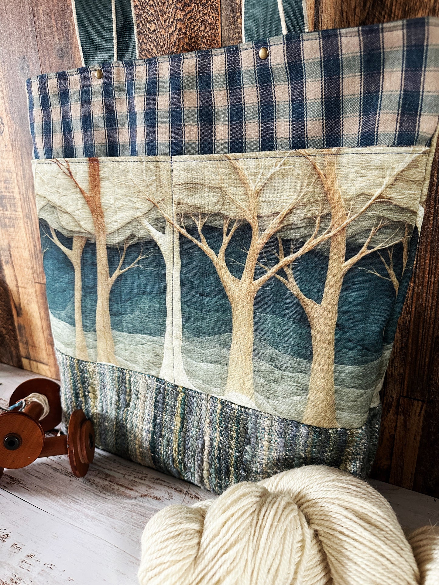 Winter Woods & Handwoven Wool Extra Large Tote