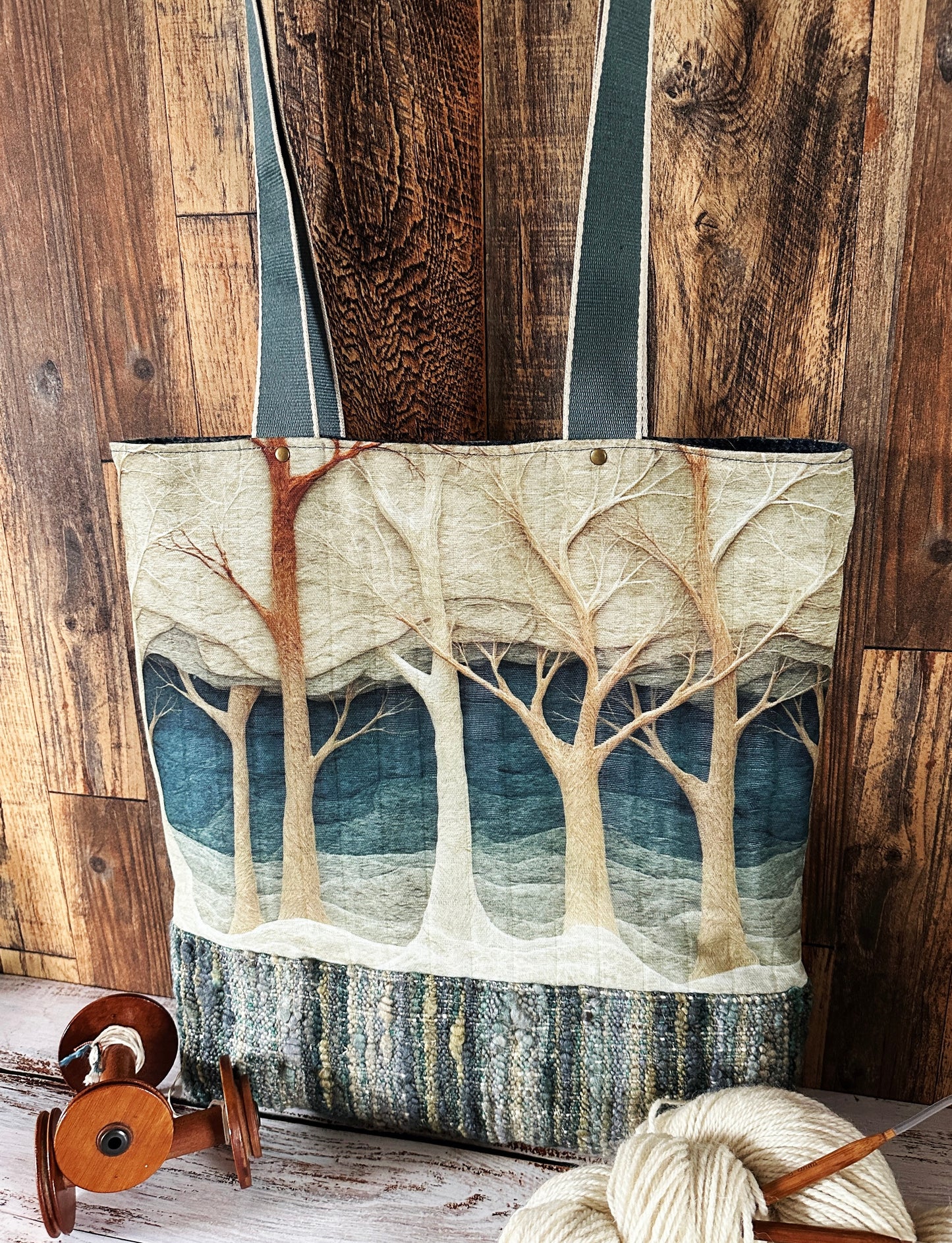 Winter Woods & Handwoven Wool Extra Large Tote