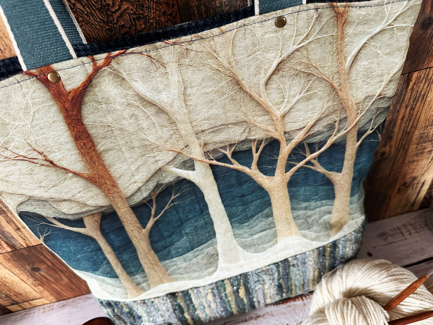 Winter Woods & Handwoven Wool Extra Large Tote