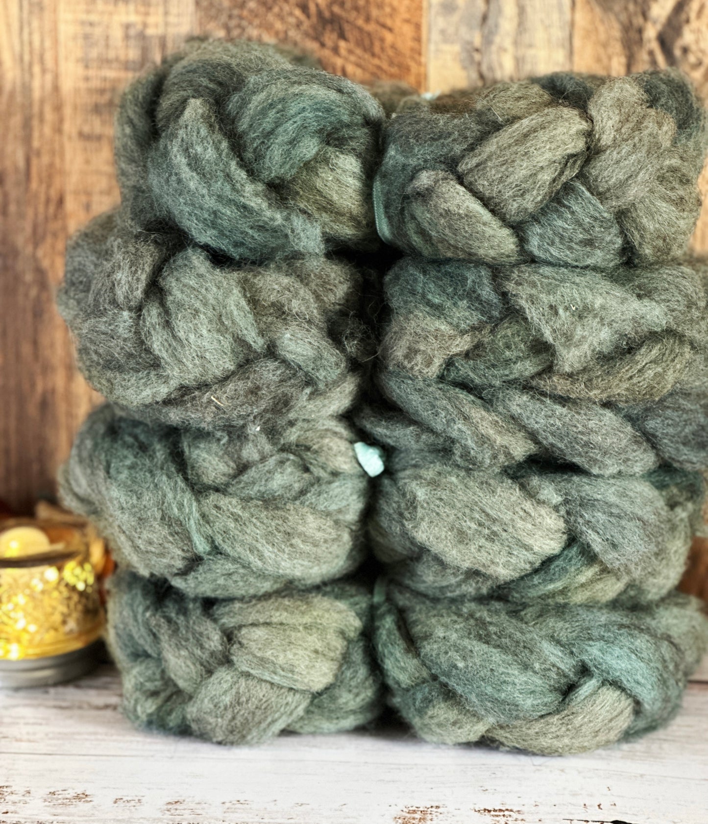 Sage Green 80/20 Shetland and Southdown Heathered Wool Roving