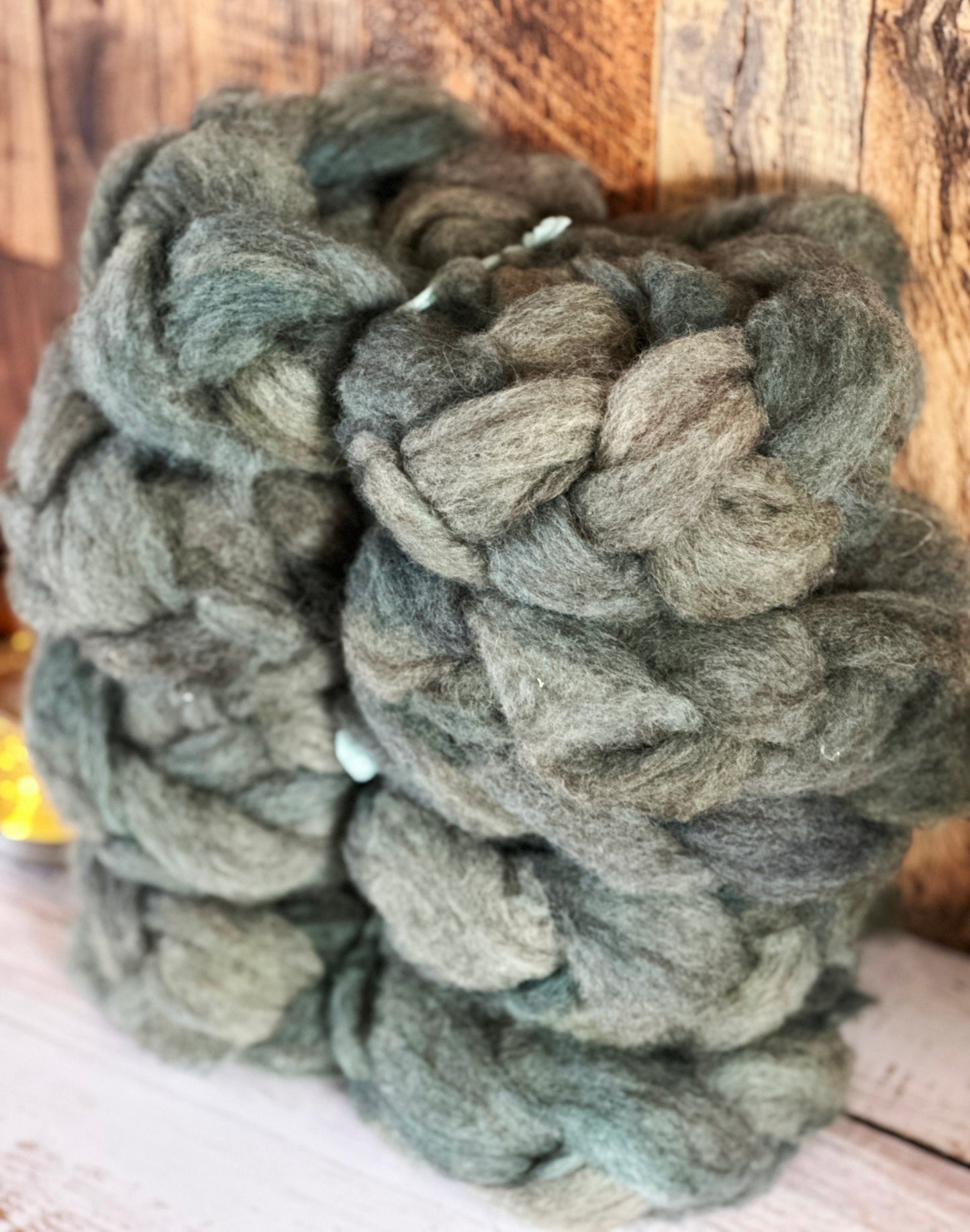 Sage Green 80/20 Shetland and Southdown Heathered Wool Roving