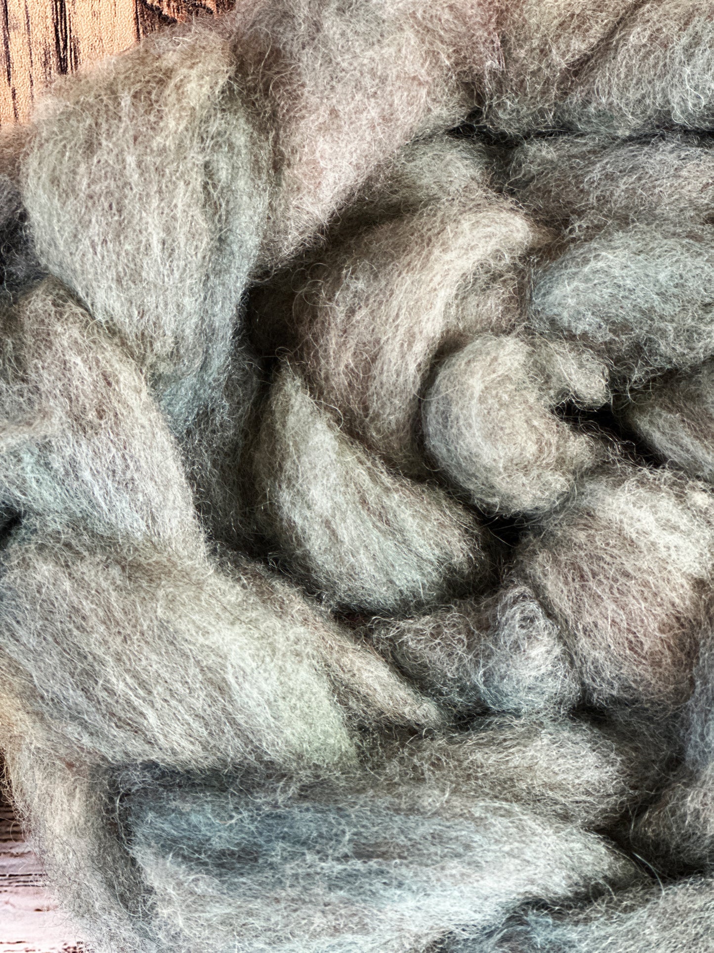 Sage Green 80/20 Shetland and Southdown Heathered Wool Roving