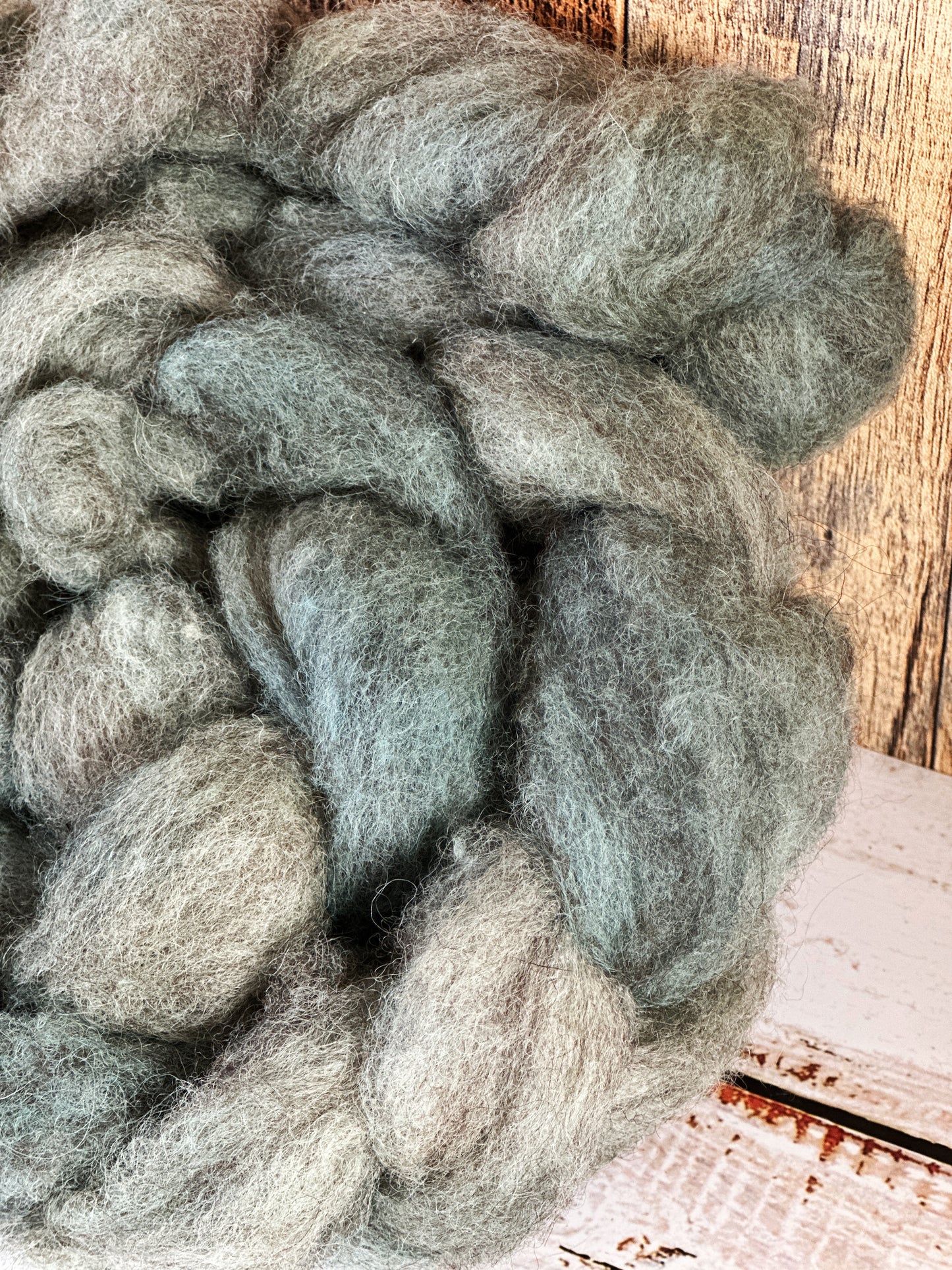Sage Green 80/20 Shetland and Southdown Heathered Wool Roving