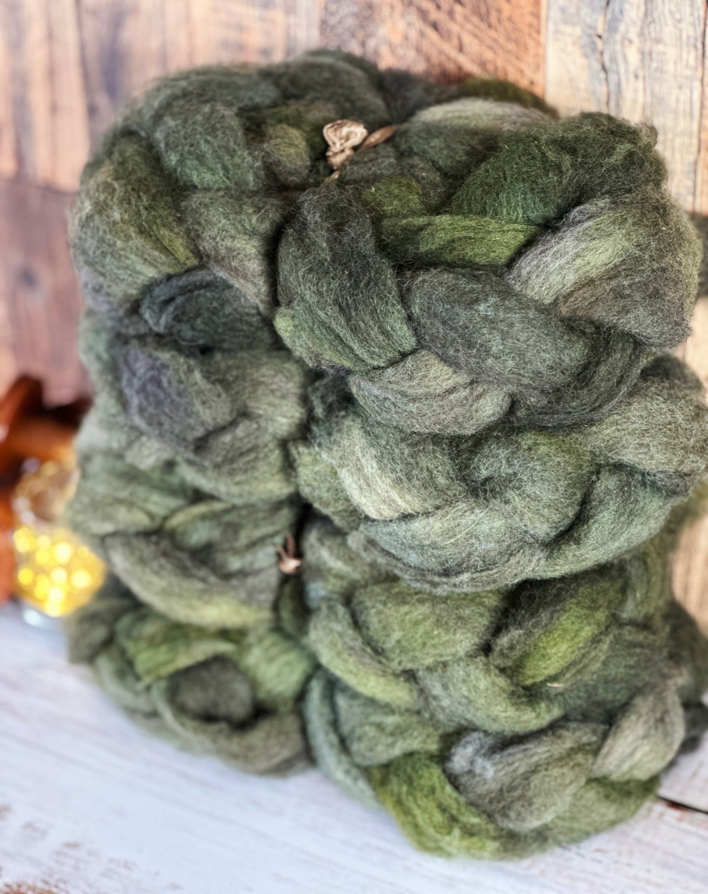 Moss Green 80/20 Shetland and Southdown Heathered Wool Roving