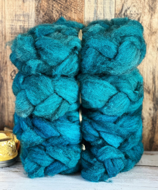 Carribean Blue 80/20 Shetland and Southdown Heathered Wool Roving