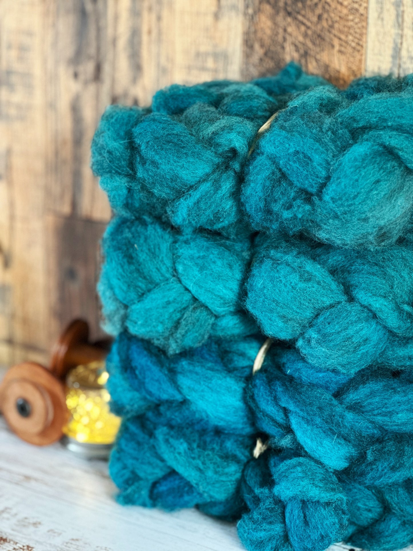 Carribean Blue 80/20 Shetland and Southdown Heathered Wool Roving