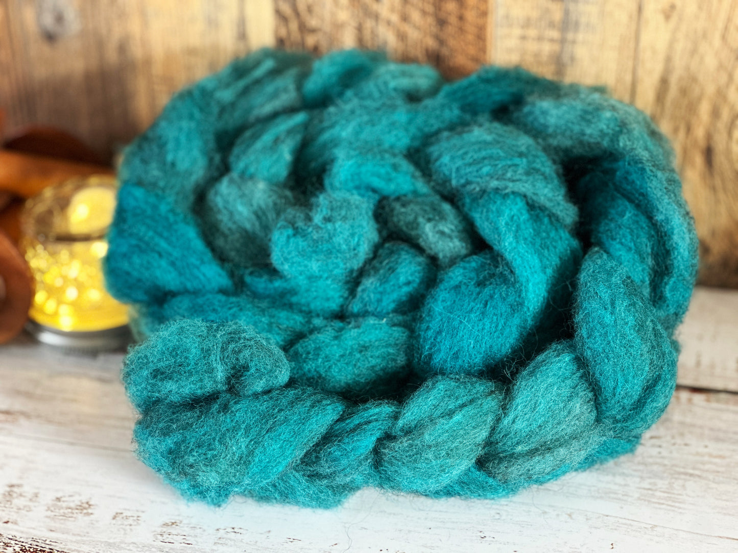 Carribean Blue 80/20 Shetland and Southdown Heathered Wool Roving