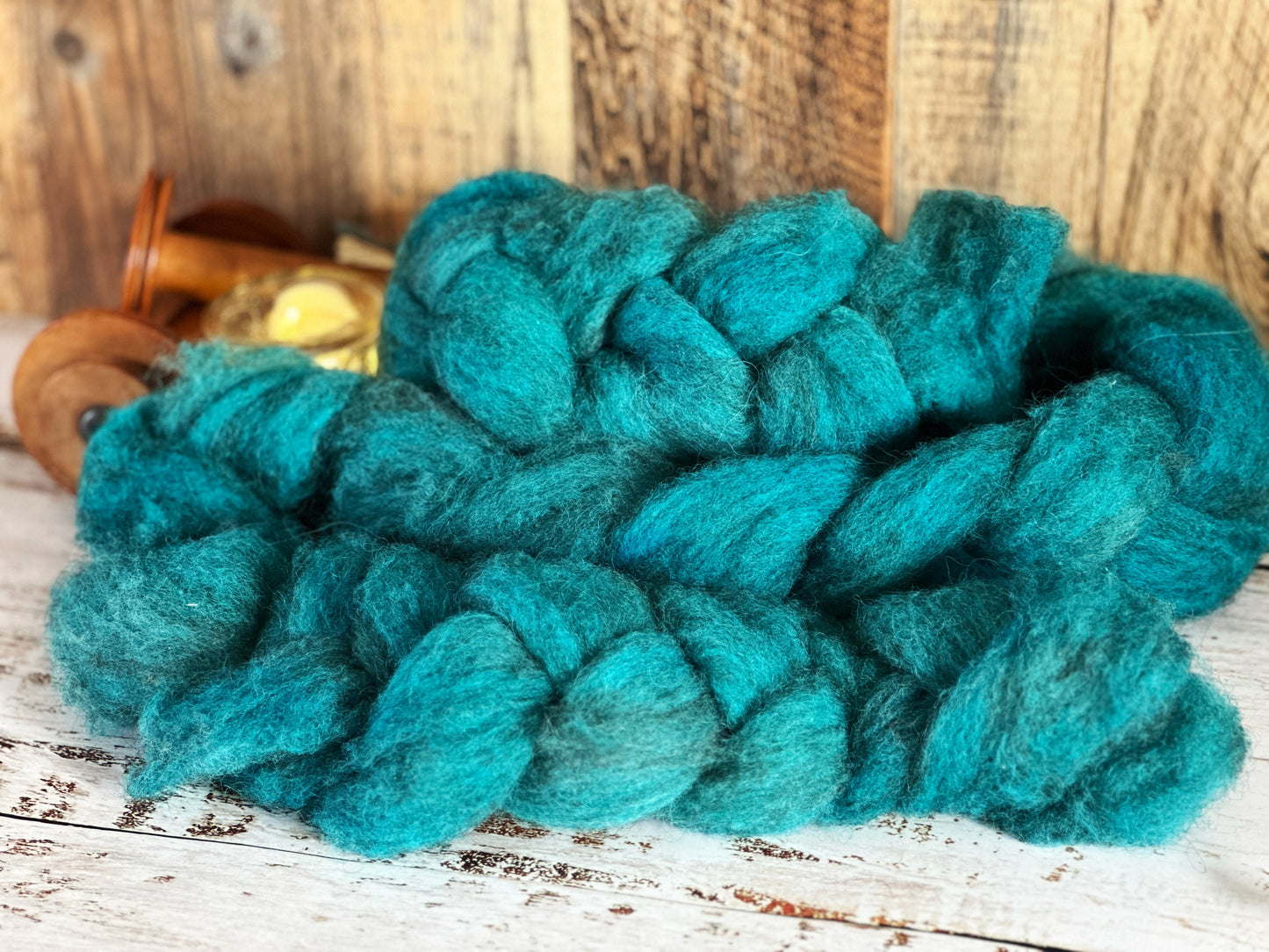 Carribean Blue 80/20 Shetland and Southdown Heathered Wool Roving