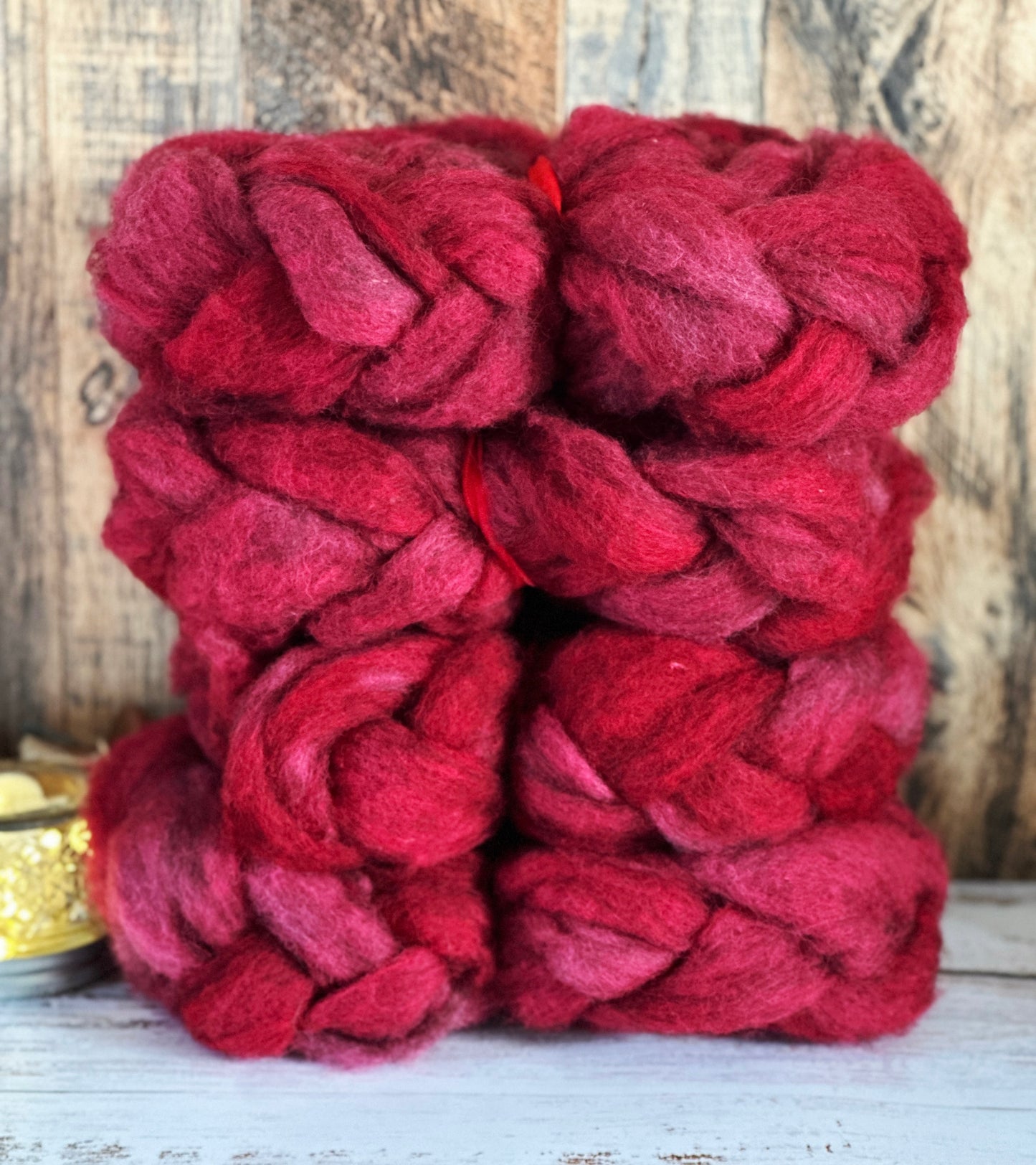 Fire Engine Red 80/20 Shetland and Southdown Heathered Wool Roving