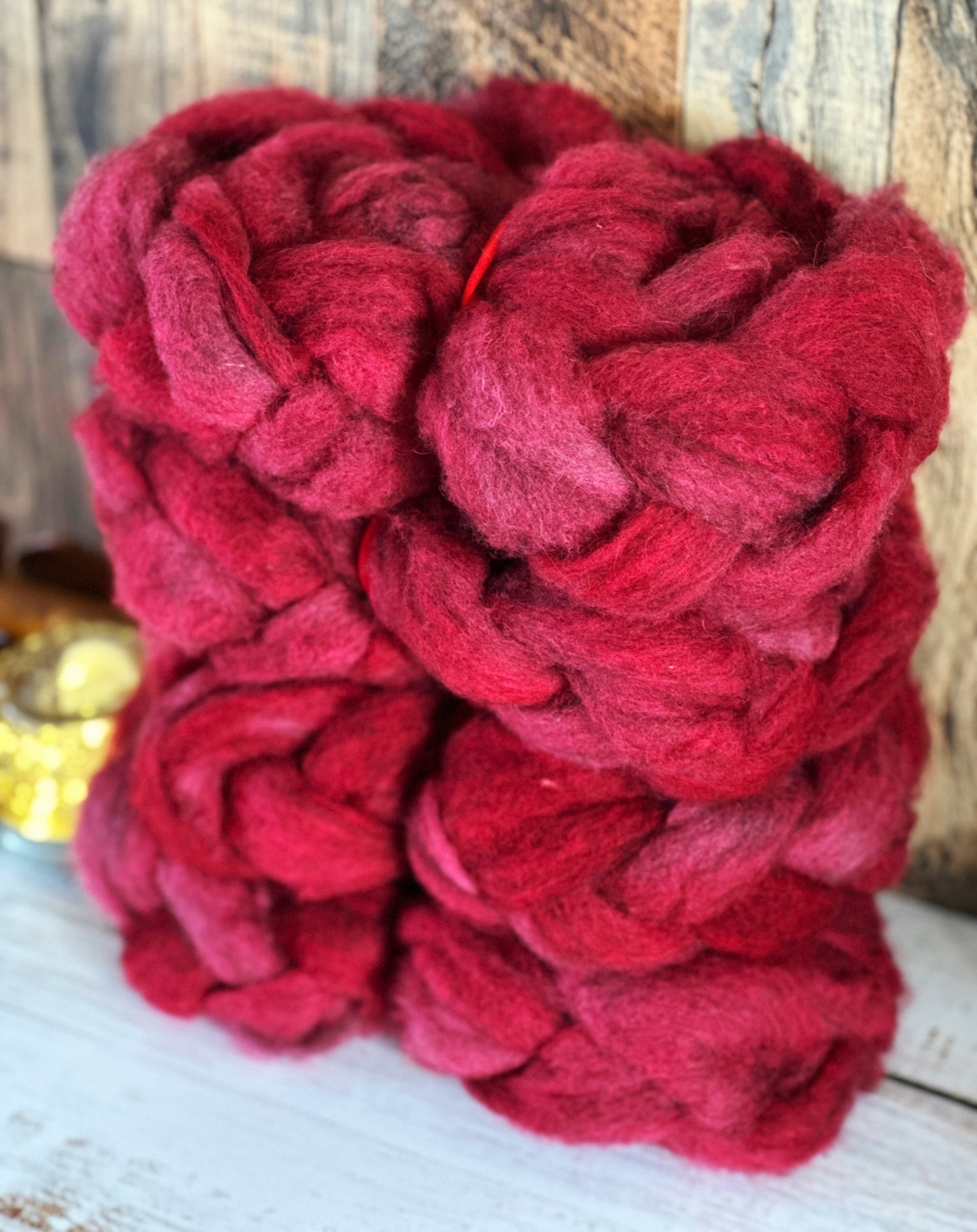 Fire Engine Red 80/20 Shetland and Southdown Heathered Wool Roving