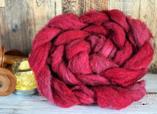 Fire Engine Red 80/20 Shetland and Southdown Heathered Wool Roving