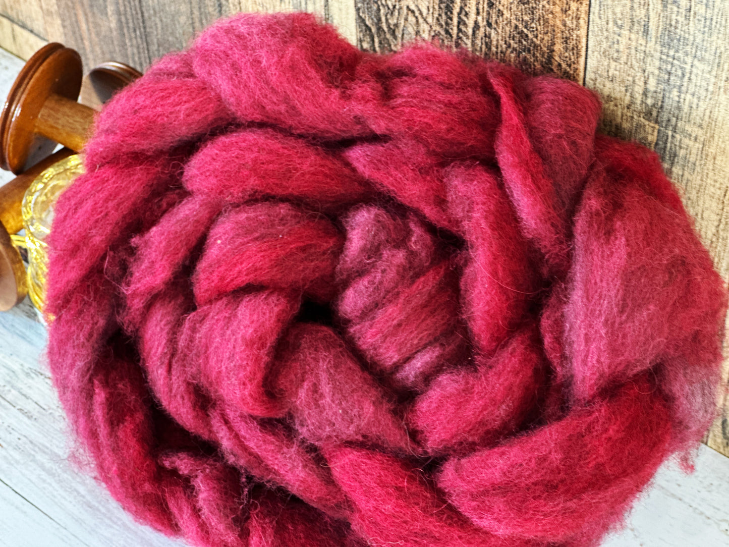 Fire Engine Red 80/20 Shetland and Southdown Heathered Wool Roving