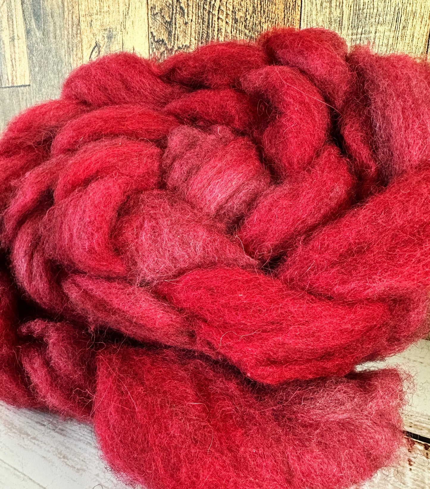 Fire Engine Red 80/20 Shetland and Southdown Heathered Wool Roving