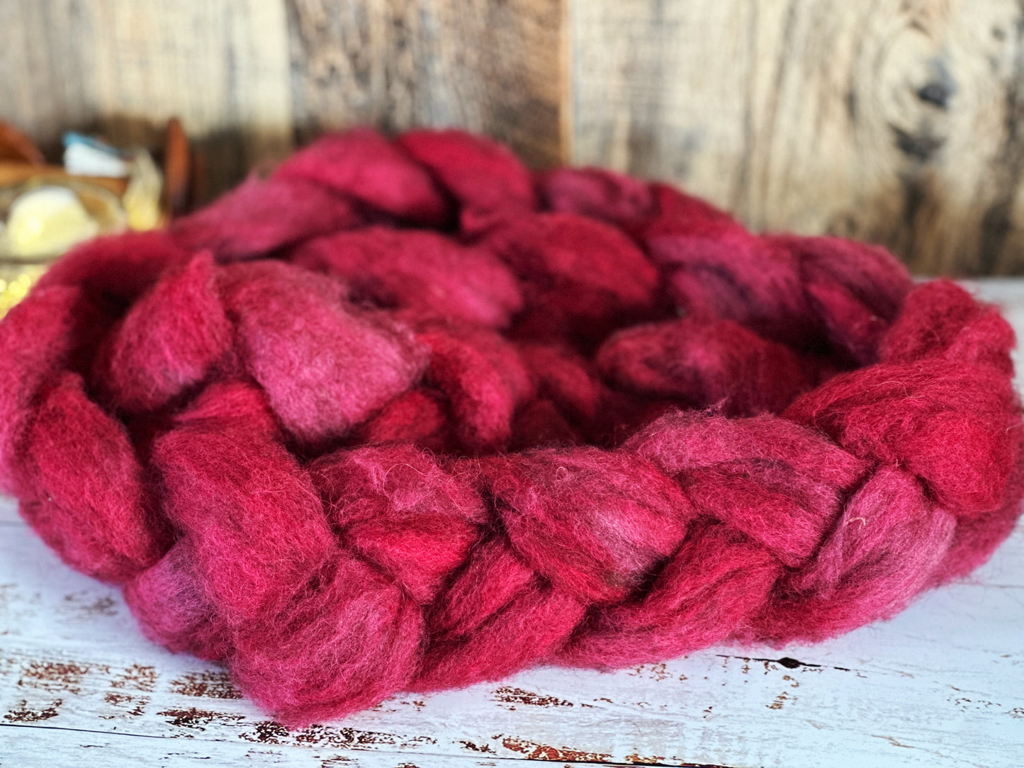 Fire Engine Red 80/20 Shetland and Southdown Heathered Wool Roving