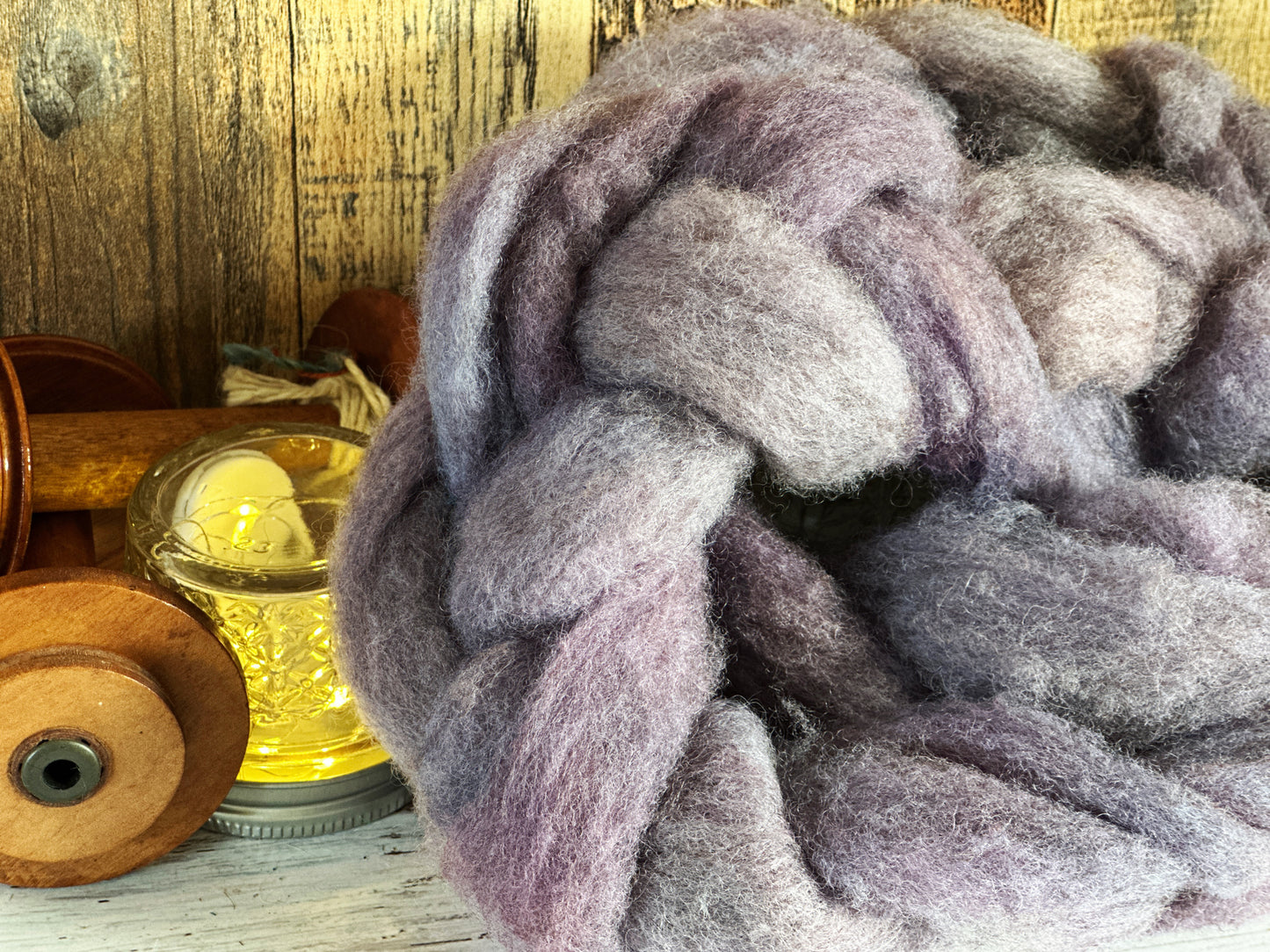 Lavender 80/20 Shetland and Southdown Heathered Wool Roving