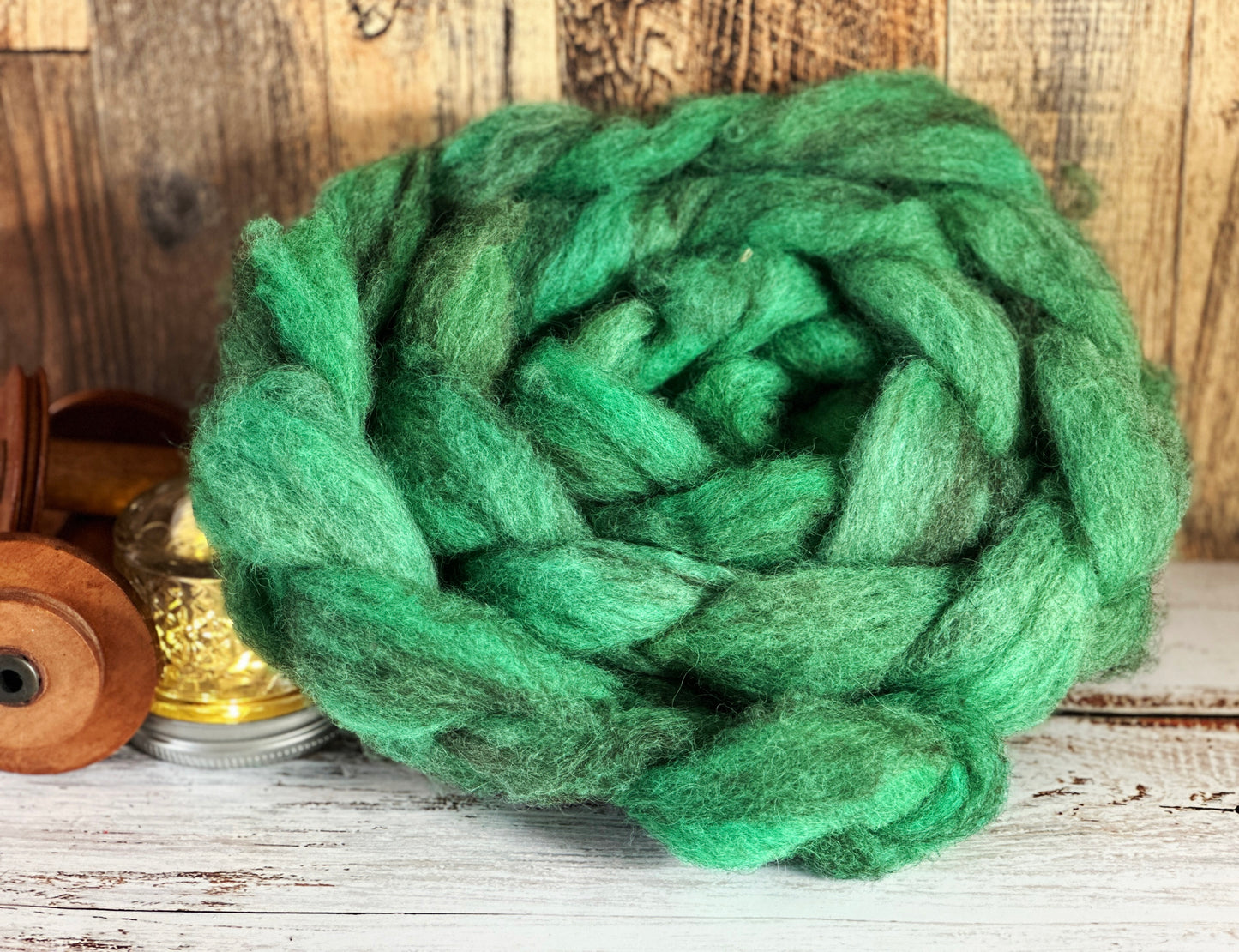 Kelley Green 80/20 Shetland and Southdown Heathered Wool Roving