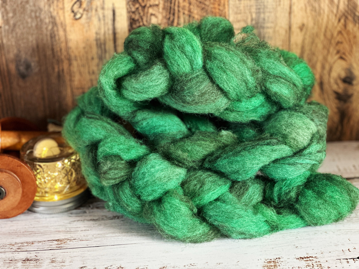 Kelley Green 80/20 Shetland and Southdown Heathered Wool Roving