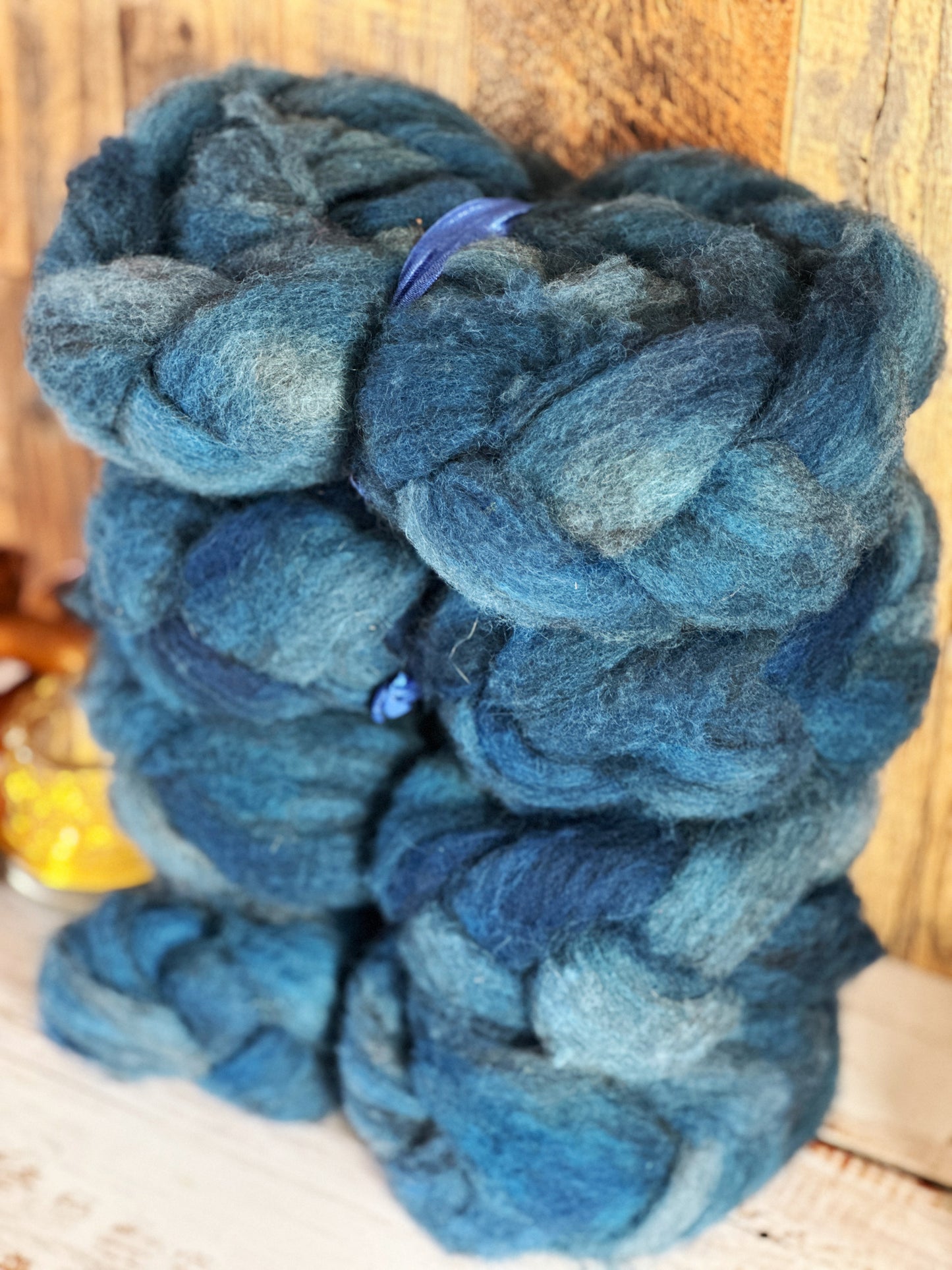 Indigo Blue 80/20 Shetland and Southdown Heathered Wool Roving