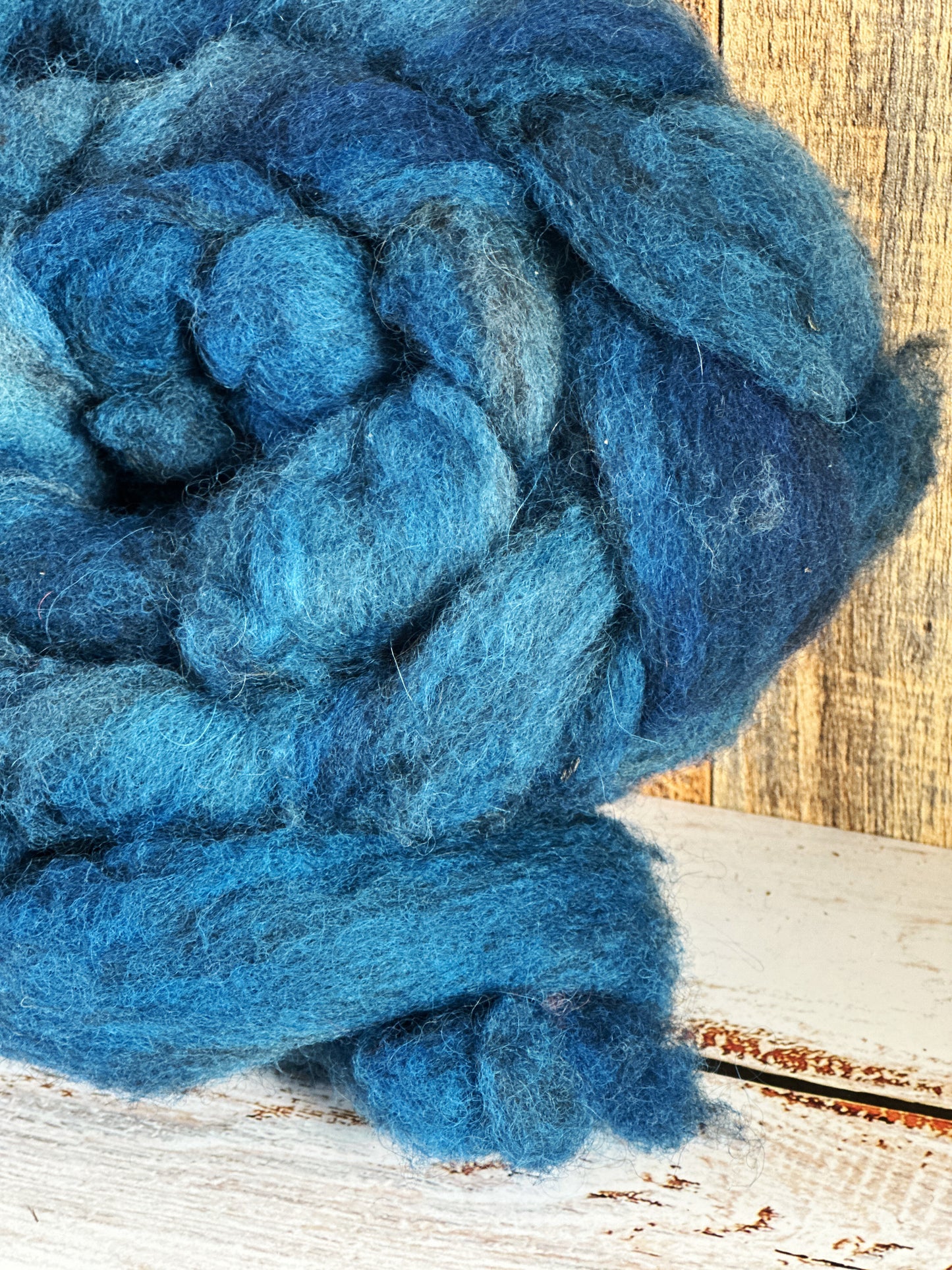 Indigo Blue 80/20 Shetland and Southdown Heathered Wool Roving