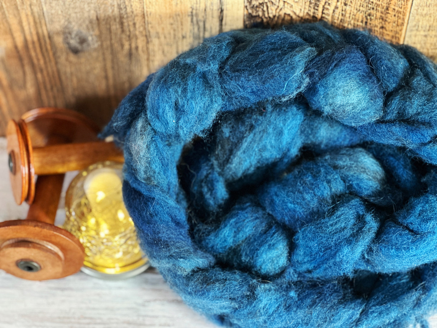 Indigo Blue 80/20 Shetland and Southdown Heathered Wool Roving