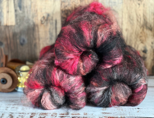 Mohair, Alpaca, and Southdown Wool Art Batt for Spinning or Felting
