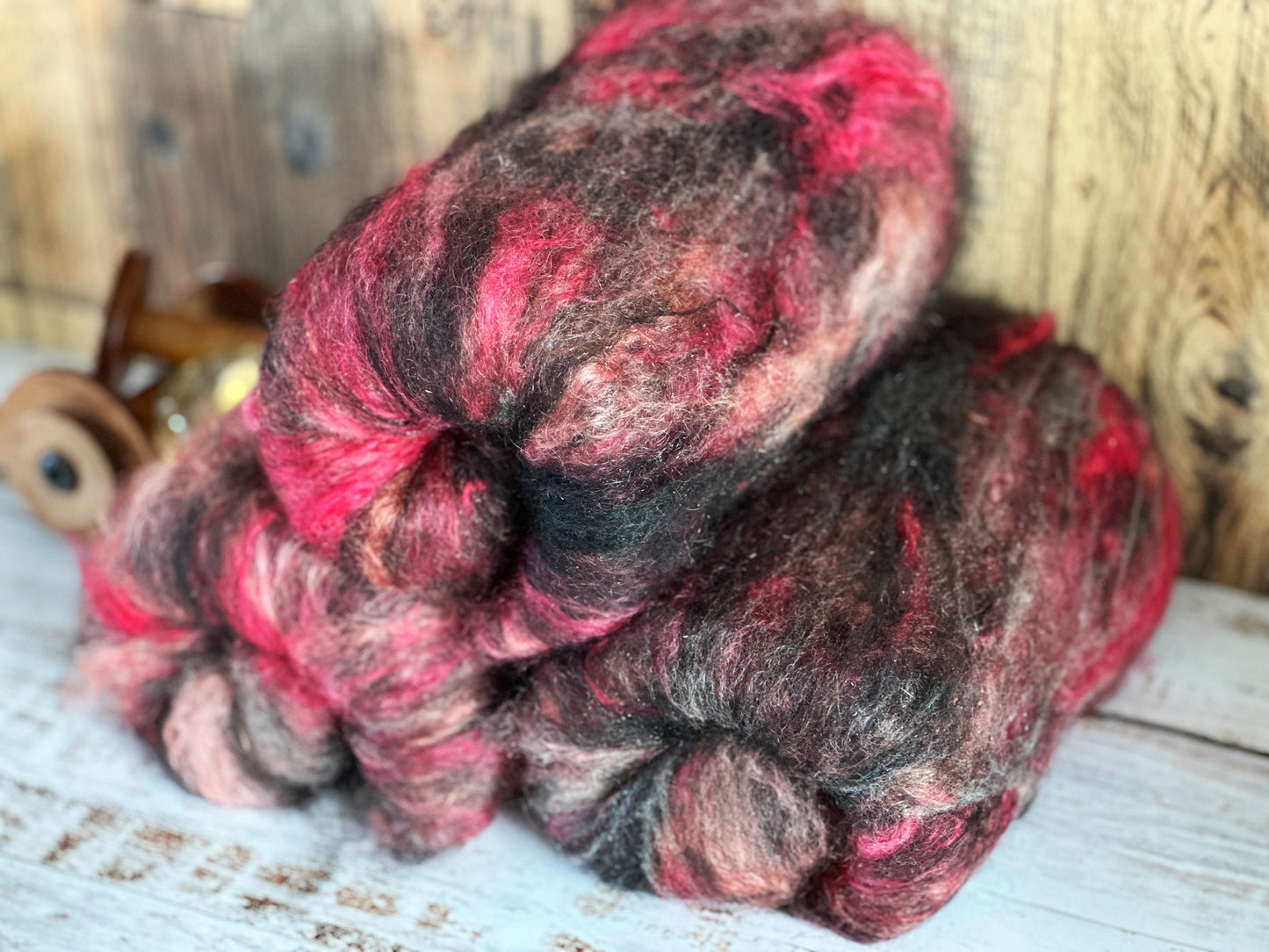 Mohair, Alpaca, and Southdown Wool Art Batt for Spinning or Felting