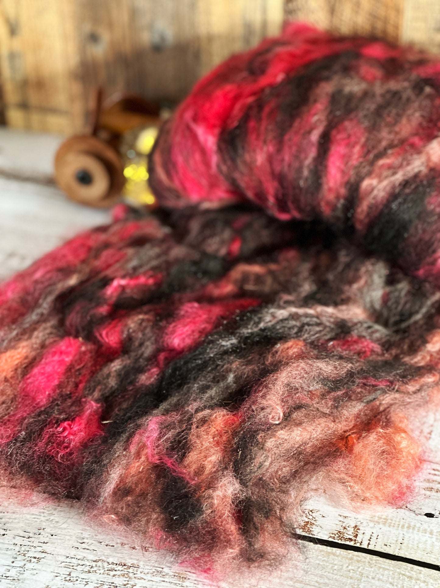 Mohair, Alpaca, and Southdown Wool Art Batt for Spinning or Felting