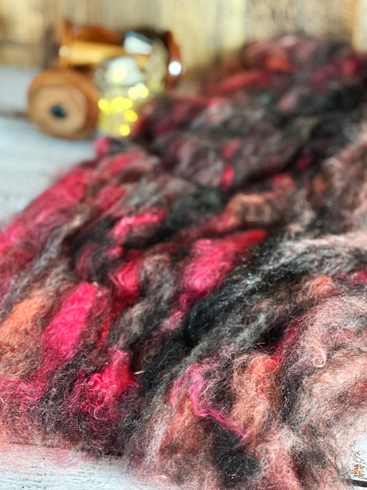 Mohair, Alpaca, and Southdown Wool Art Batt for Spinning or Felting