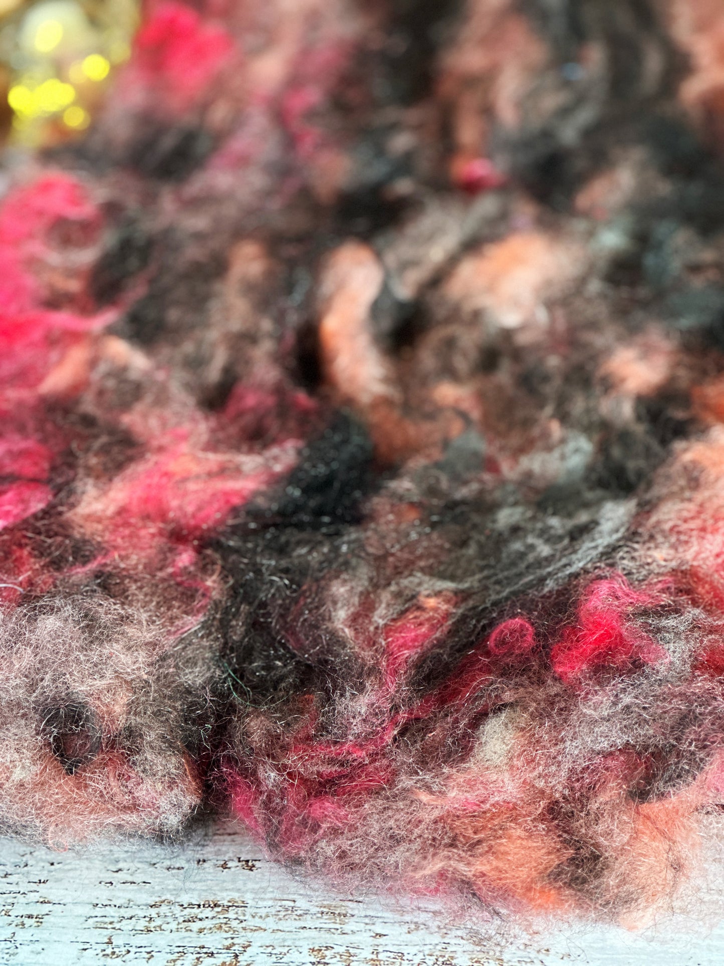 Mohair, Alpaca, and Southdown Wool Art Batt for Spinning or Felting