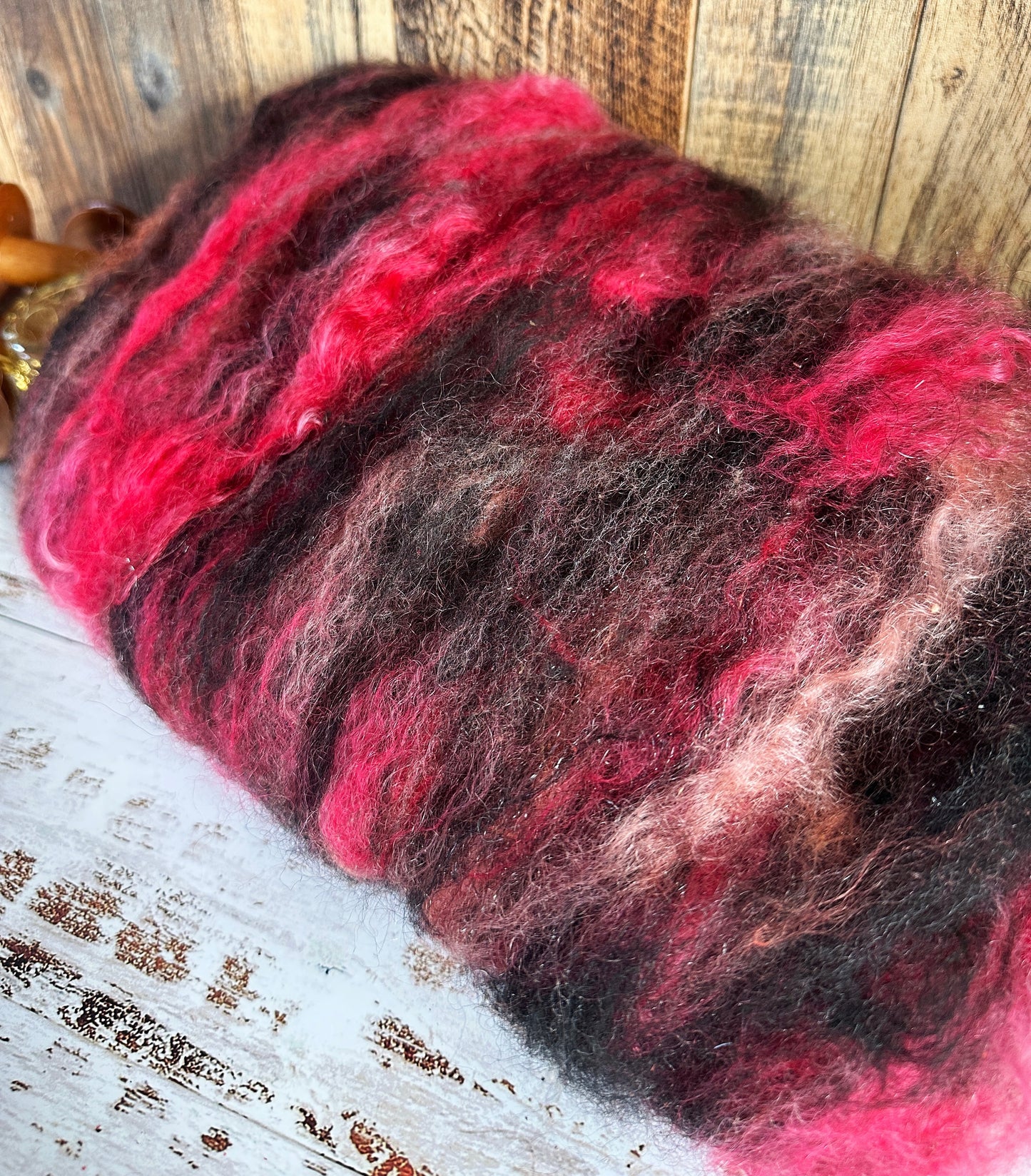 Mohair, Alpaca, and Southdown Wool Art Batt for Spinning or Felting