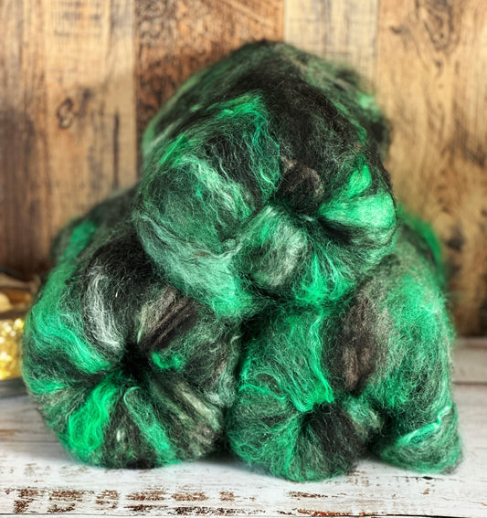 Mohair, Alpaca, and Southdown Wool Art Batt for Spinning or Felting