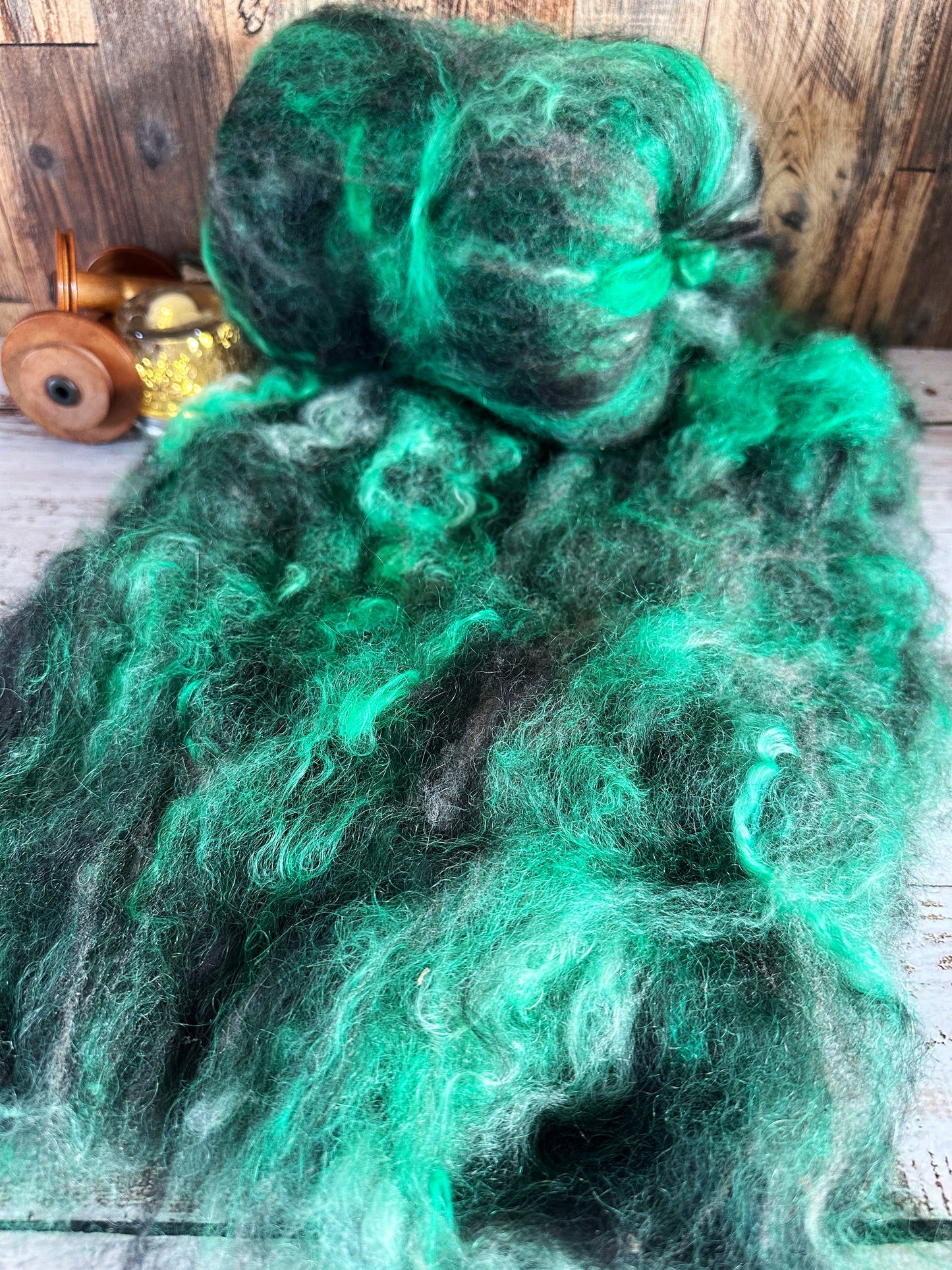 Mohair, Alpaca, and Southdown Wool Art Batt for Spinning or Felting