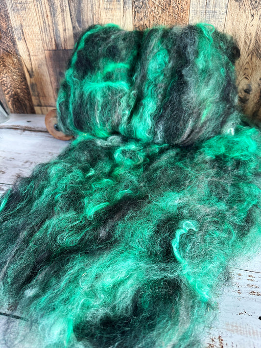 Mohair, Alpaca, and Southdown Wool Art Batt for Spinning or Felting