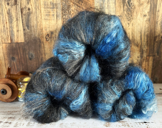 Mohair, Alpaca, and Southdown Wool Art Batt for Spinning or Felting