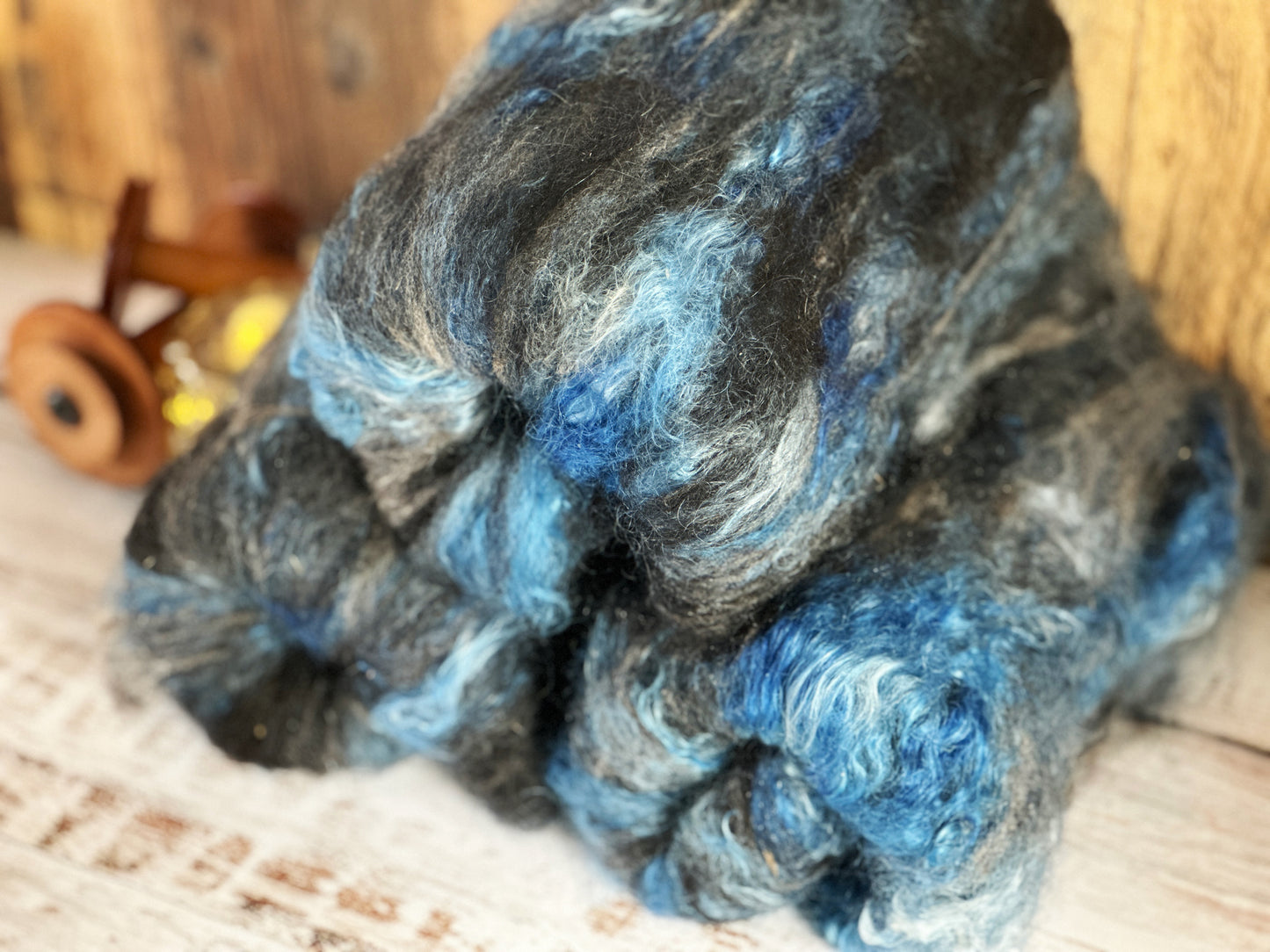 Mohair, Alpaca, and Southdown Wool Art Batt for Spinning or Felting