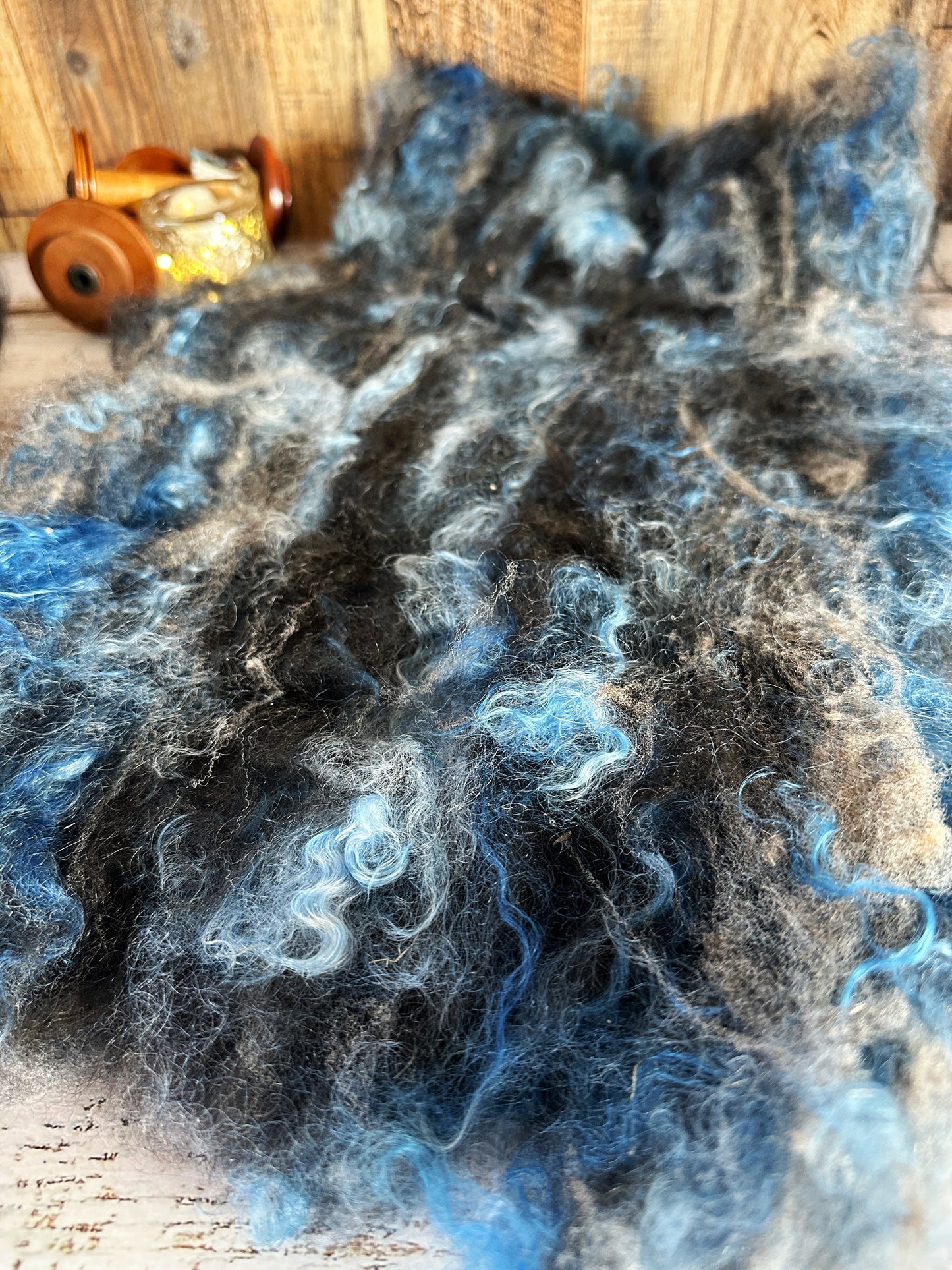 Mohair, Alpaca, and Southdown Wool Art Batt for Spinning or Felting