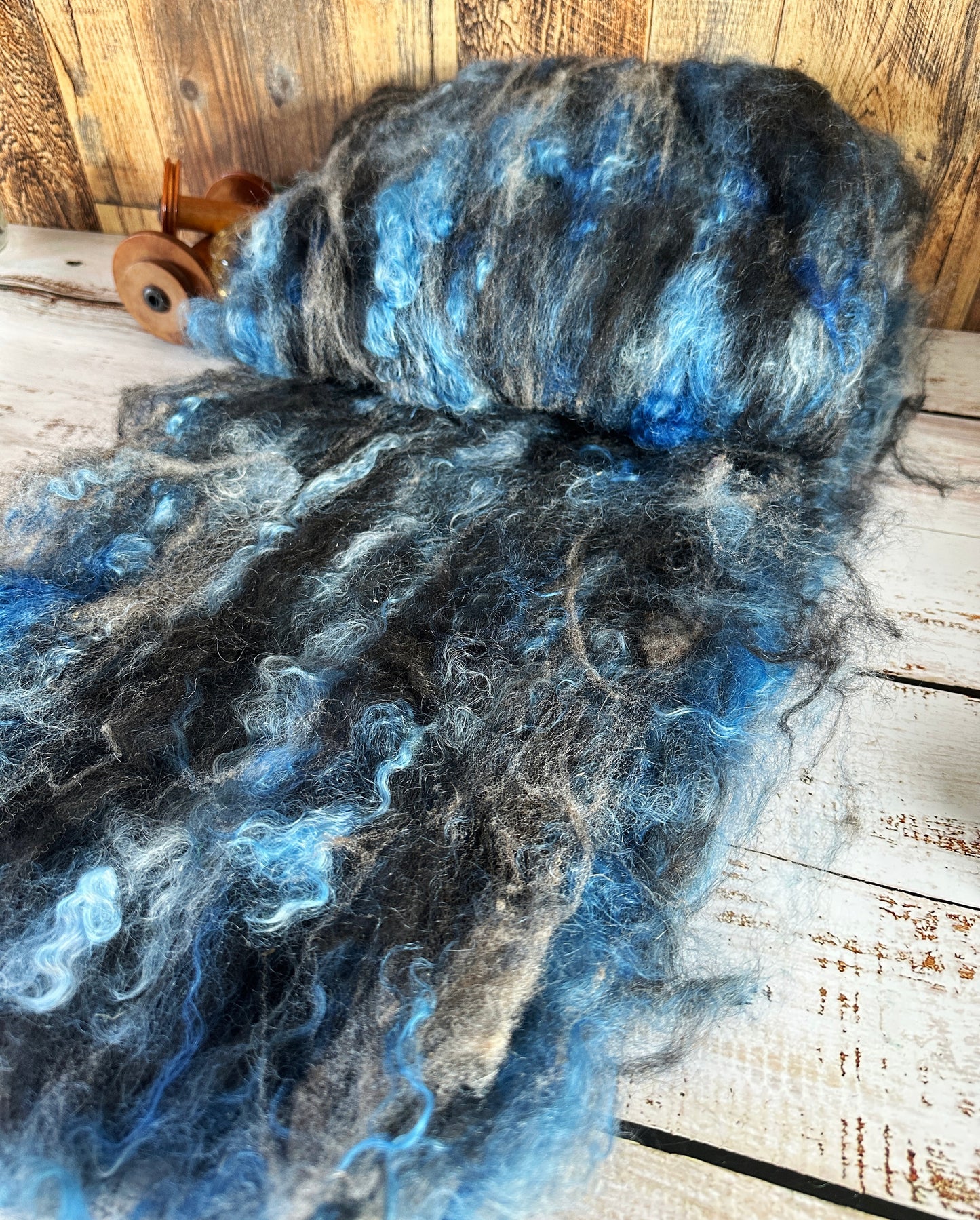 Mohair, Alpaca, and Southdown Wool Art Batt for Spinning or Felting