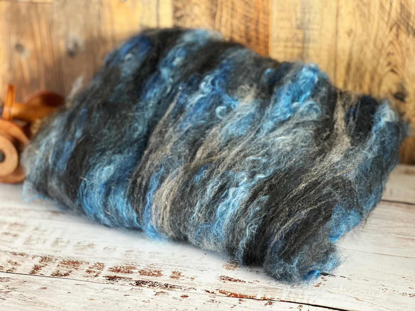 Mohair, Alpaca, and Southdown Wool Art Batt for Spinning or Felting